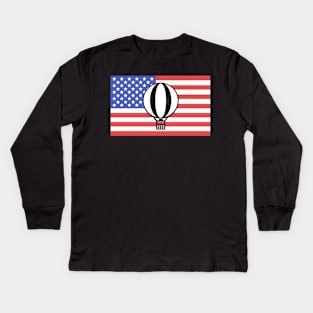 American Flag | Hot Air Balloon Kids Long Sleeve T-Shirt